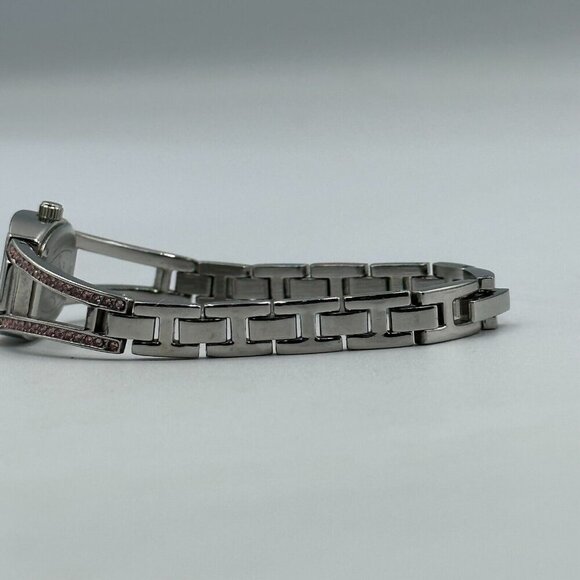 3/$30 Armitron Watch Women Silver Tone Pink Bling White Dial New Battery 7" - Picture 5 of 12